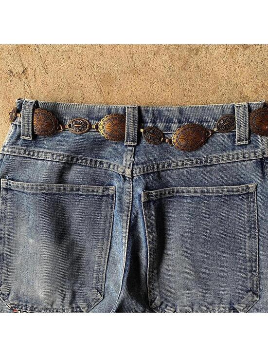 Accessories - Bronze Y2K style indie western belt with bronze buckle and metal sun and moon